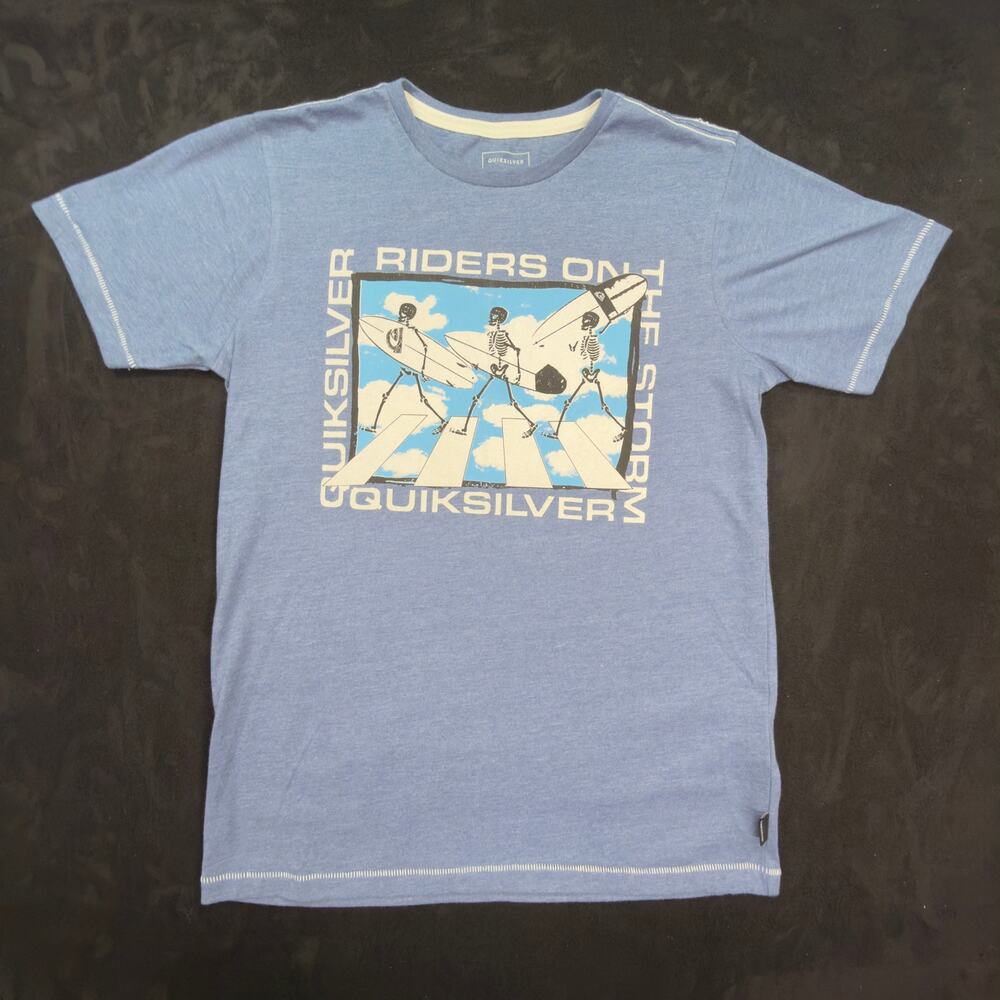 Quiksilver Boys 12 Riders On The Storm Skeleton Surfer Graphic T-Shirt Tee